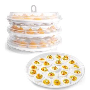 Deviled Egg Carrier with Lid - White